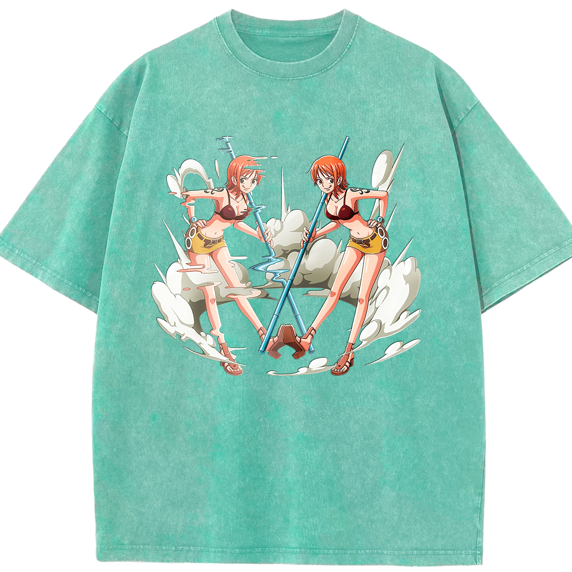 ワンピース ナミ ONE PIECE Nami 綿100% ヴィンテージ風 半袖Tシャツ（フロントプリント）